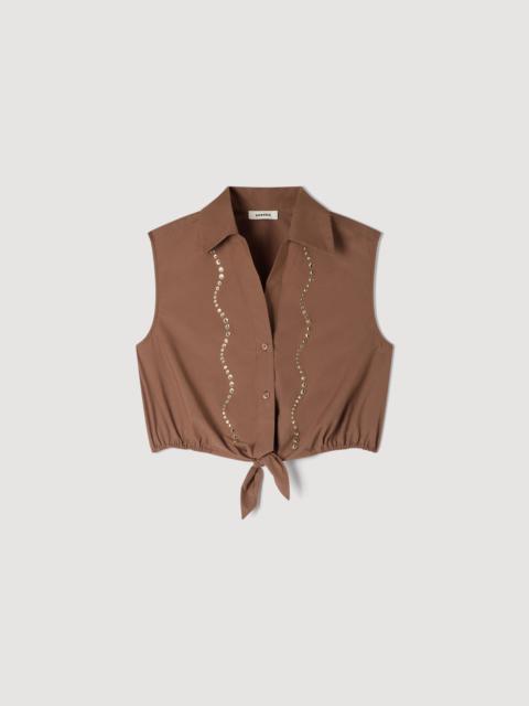 Sandro RHINESTONE CROPPED SHIRT