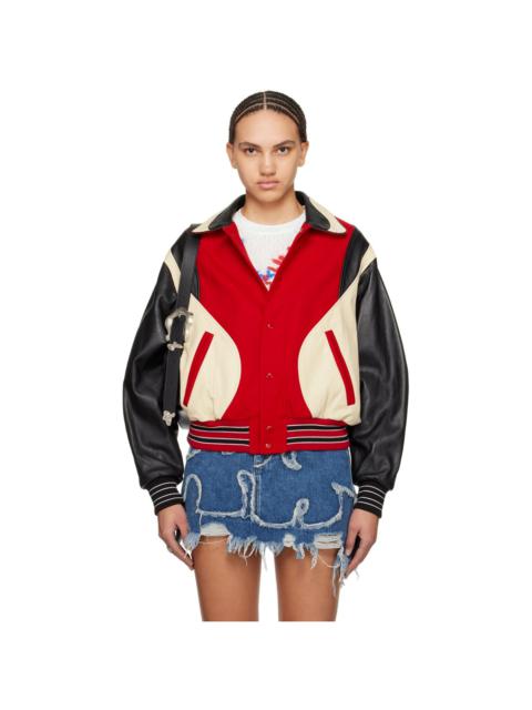 Andersson Bell Black & Red Robyn Leather Bomber Jacket
