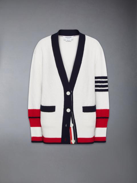 Thom Browne TENNIS RACQUET INTARSIA 4-BAR SEED STITCH CARDIGAN