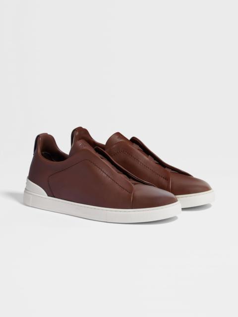 ZEGNA BROWN TRIPLE STITCH™ SECONDSKIN SNEAKERS