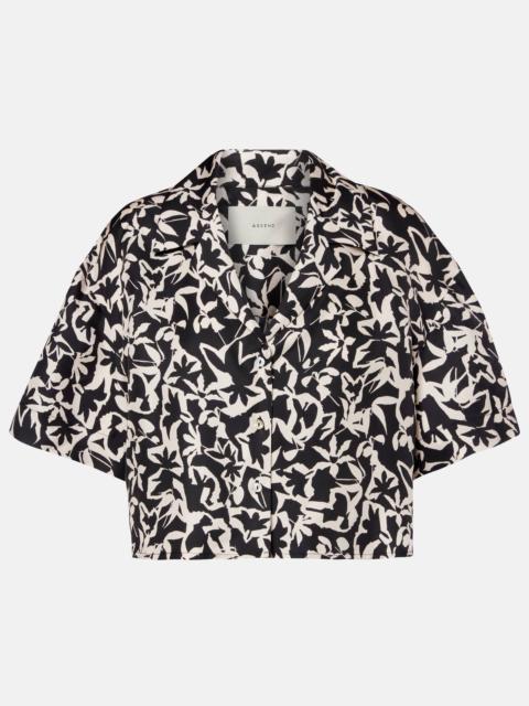 ASCENO Lincoln printed cropped silk twill shirt