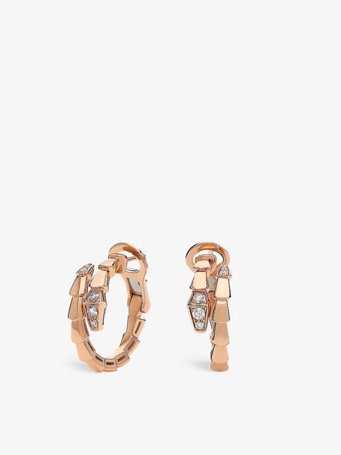 Serpenti Viper 18ct rose-gold and 0.18ct brilliant-cut diamond hoop earrings
