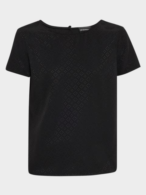 EMPORIO ARMANI Diamond-Textured Viscose Satin Tee