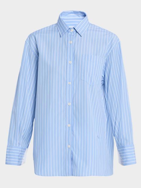 MARIA McMANUS Striped Cotton Button-Down Tunic Shirt