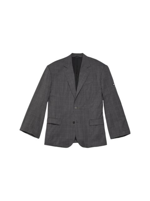 checked single-breasted blazer