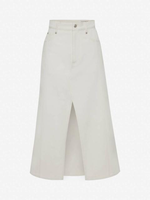 Alexander McQueen Women's Slashed Denim Skirt in Ivory