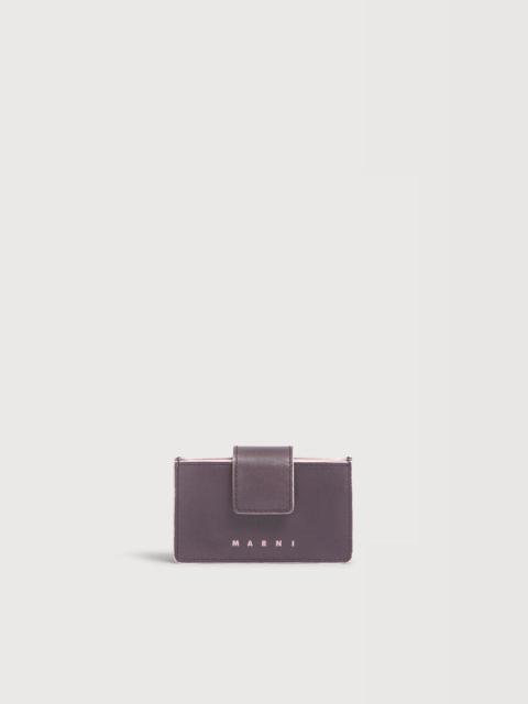 Marni PURPLE LEATHER CARDHOLDER WITH FOIL LOGO