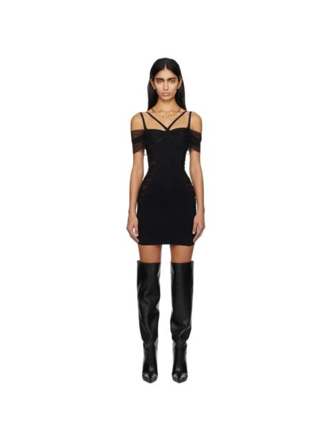 MUGLER Black Gathered Minidress