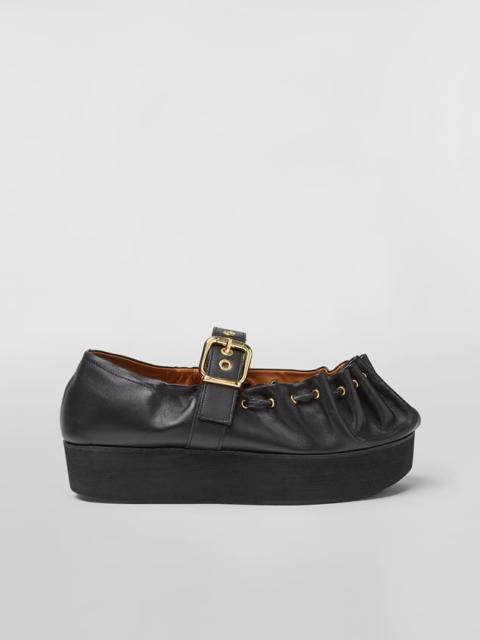 Marni NAPPA LEATHER BALLERINA WITH ROUCHED ROUNDED CAPTOE