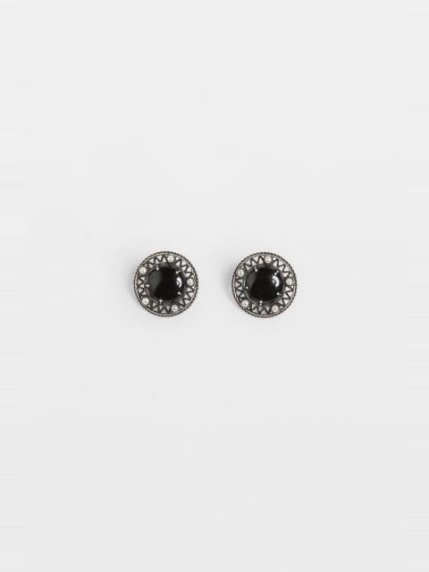 Ann Demeulemeester Aimy Black Grained Cabochon Earrings