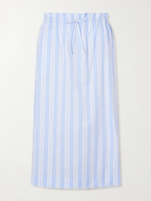 STAUD Shore Striped Cotton-blend Poplin Midi Skirt
