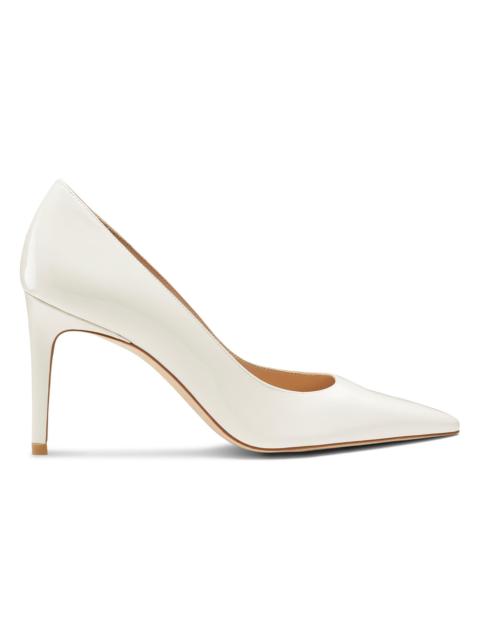 Stuart Weitzman Women's Power 75MM Patent Leather Pumps - Cream