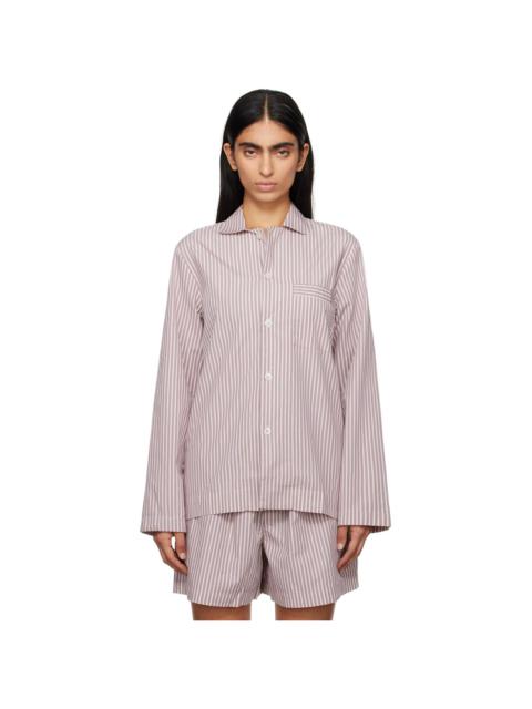TEKLA Purple & White Poplin Long-Sleeved Pyjama Shirt