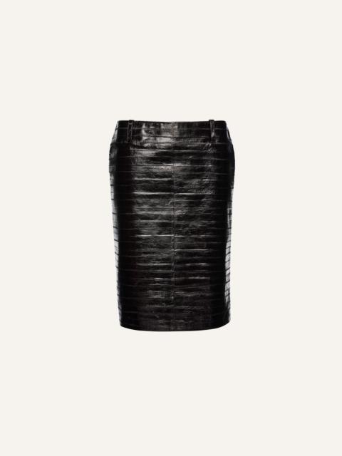 MAGDA BUTRYM Croc embossed leather midi skirt in black