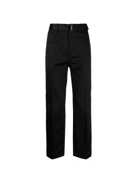 straight-leg belted-waist trousers
