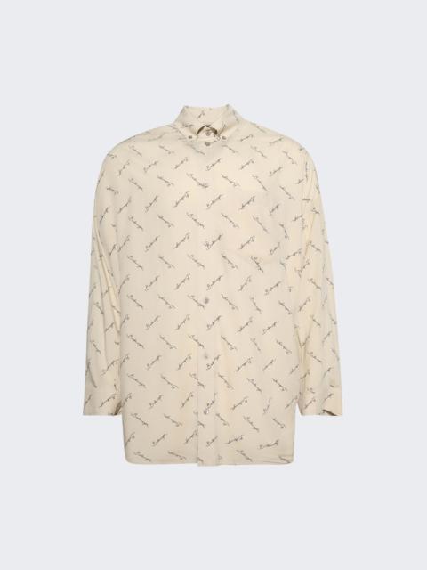 BALENCIAGA Long Sleeve Cocoon Shirt Light Beige And Black