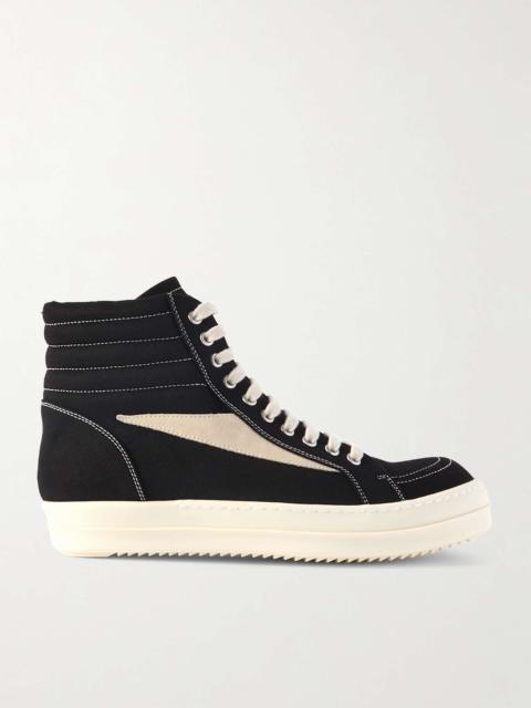 Rick Owens DRKSHDW DRKSHDW Vintage Suede-Trimmed Denim High-Top Sneakers