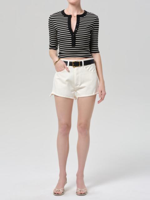 Citizens of Humanity Nali Short Sleeve Henley In Anthracite Stripe
