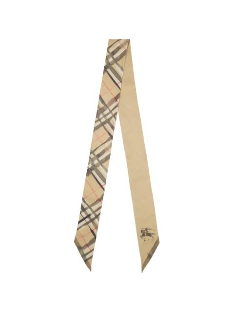 Burberry Beige Skinny Watercolour Check Silk Scarf