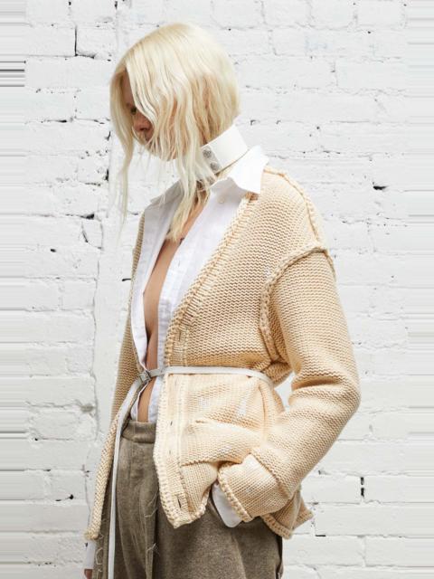 R13 ROLLED EDGE BOXY CARDIGAN - NATURAL