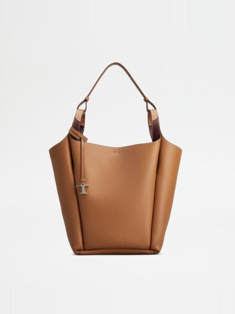 Tod's BUCKET BAG IN LEATHER MEDIUM - BROWN, BURGUNDY