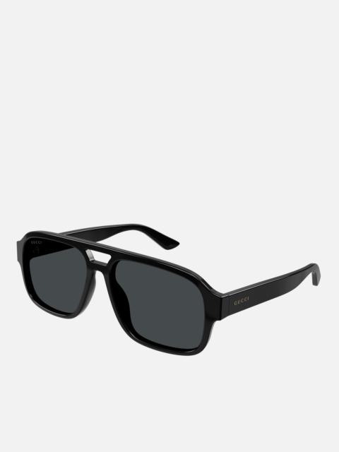 Gucci Minimal Logo Acetate Aviator-Frame Sunglasses