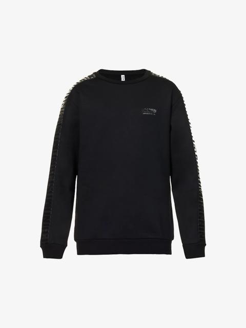 Brand-tape crewneck stretch-cotton sweatshirt