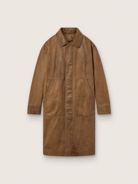 Golden Goose Unisex trench coat in brown waxed twill with leather details