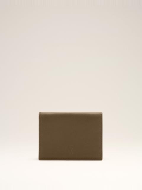 AMI Paris BROWN COWHIDE LEATHER TRIFOLD WALLET WITH AMI DE COEUR