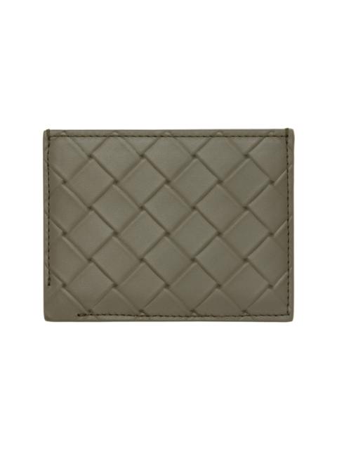Bottega Veneta Khaki Intrecciato Stamp Credit Card Holder