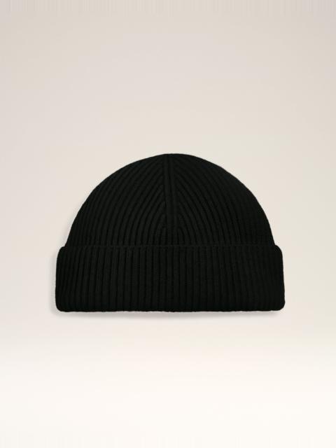 BLACK WOOL AMI LEATHER LABEL BEANIE