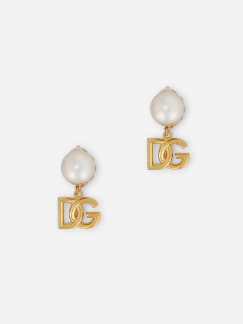 Earrings with DG logo and pearl