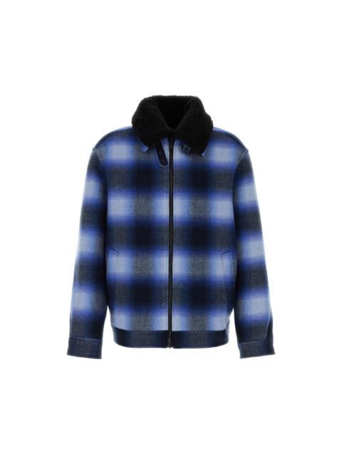 BALENCIAGA BALENCIAGA $4190 Blue/Black Flannel Bomber Jacket New & Auth
