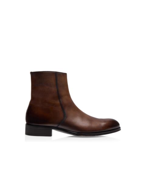 BURNISHED LEATHER EDGAR ZIP BOOT