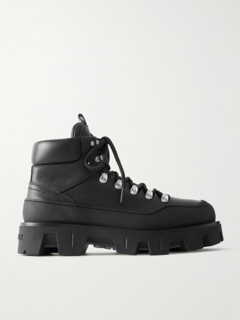 Moncler Peak Rubber-Trimmed Leather Hiking Boots