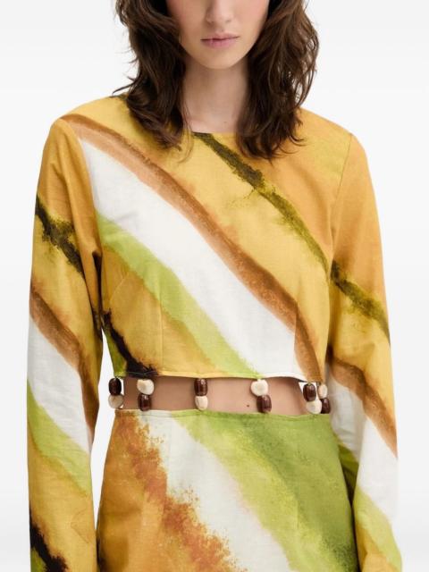 Never Fully Dressed diagonal-print beaded-waist maxi dress