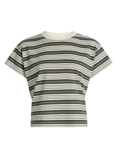 rag & bone Women's Kelly Striped Cotton Boxy T-Shirt - Green Multi