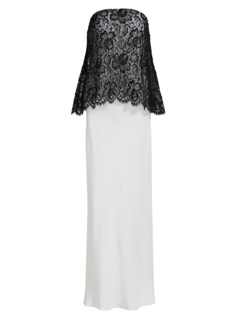 RODARTE Women's Silk Crepe & Lace Overlay Bias-Cut Dress - White Black