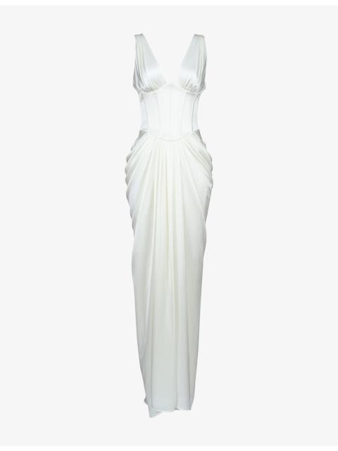 House of CB Arianna Corset-Bodice Satin Bridal Gown