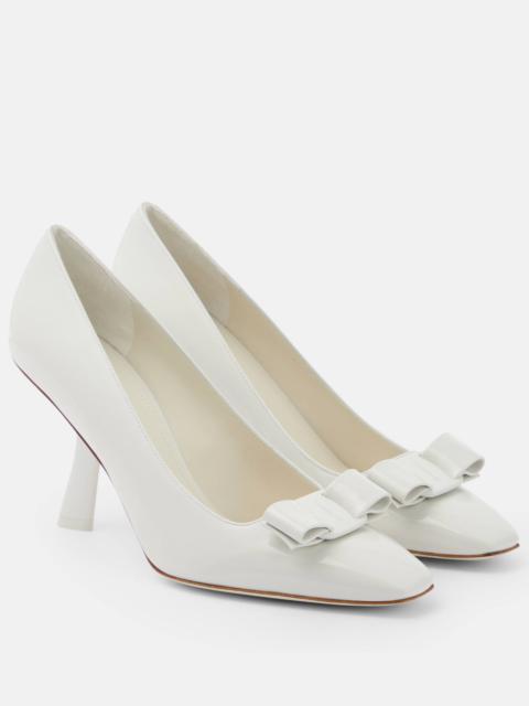 Erica Leather Bow Comma-Heel Pumps