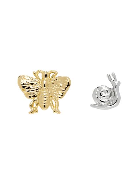 Chopova Lowena Silver & Gold Moth Best Bugs Stud Earrings