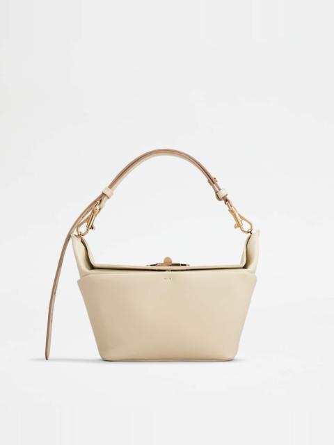 TOD'S TIMELESS T BOX BAG IN LEATHER MINI - BEIGE