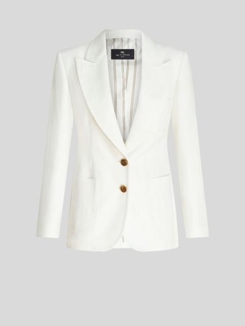 【送料&関税込】Etro Slub-texture Double-breasted Tailored B ETRO slub-texture double-breasted Blazer | White | FARFETCH