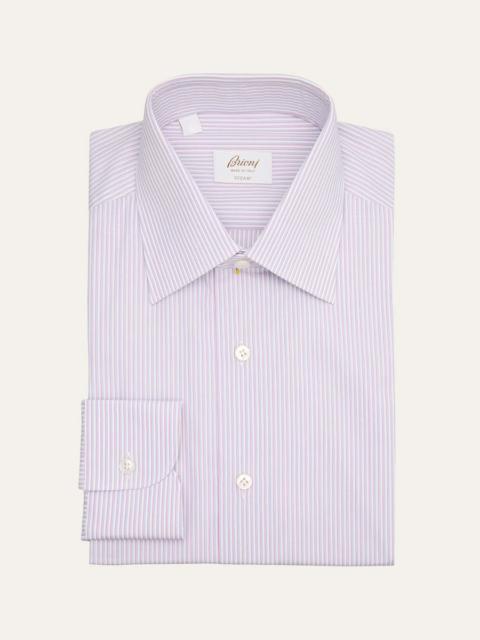 Brioni Men's Giza 87 Cotton Multi-Stripe Dress Shirt