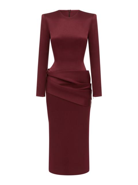 ALEX PERRY Draped Satin Dress burgundy