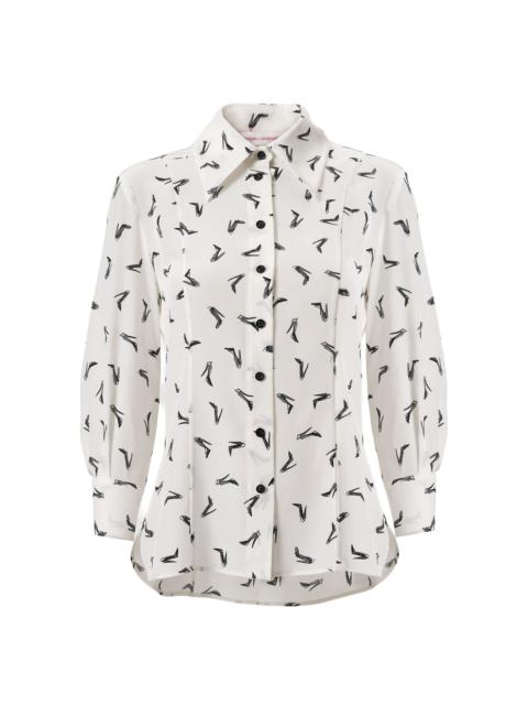 CAROLINA HERRERA Good Girl Shoe Print Crepe Shirt black/white