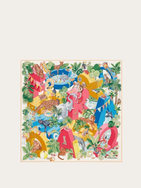 FERRAGAMO Jungle Party print silk foulard