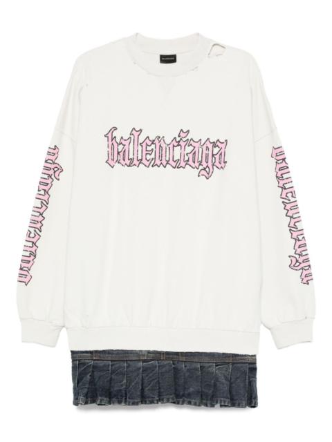 BALENCIAGA pleated-hem logo dress