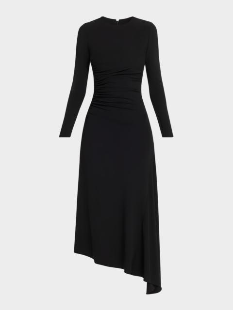 MICHAEL KORS COLLECTION Ruched Long-Sleeve Asymmetric Midi Dress