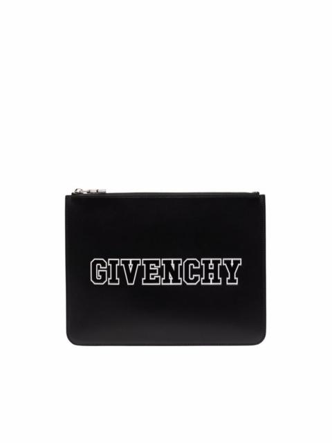 Givenchy embossed-logo leather clutch